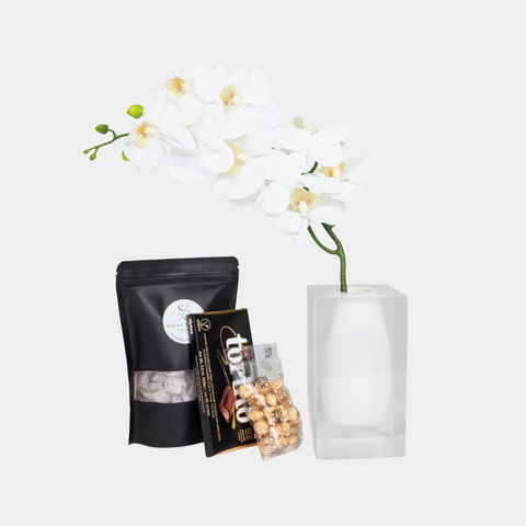 Block Vase with Orchid Mishloach Manos